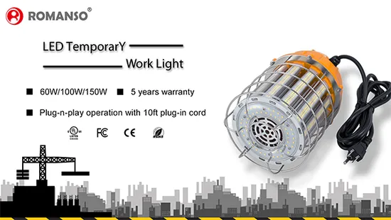 High Bright Portable Jobsite Lighting LED Temporary High Bay Work Light 60W 100W 150W Construction Temporary LED Lighting